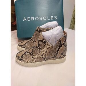 Aerosoles Zirah Roccia Snakeskin Wedge Sneakers Womens 6.5W Side Zip Hidden Heel
